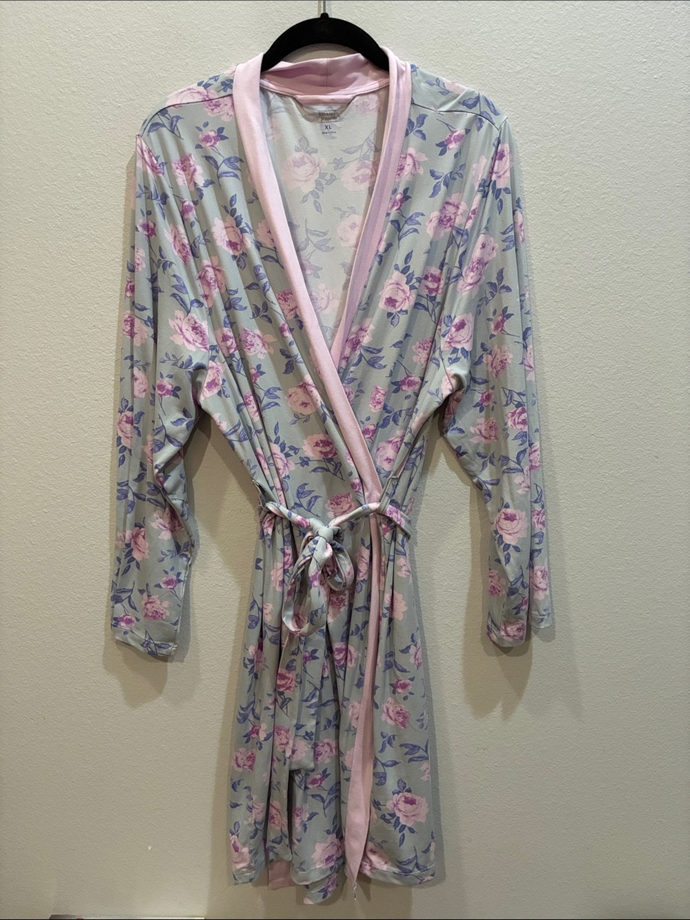Berkeley Jensen Floral Wrap Robe with Pink Trim - Women's Robe